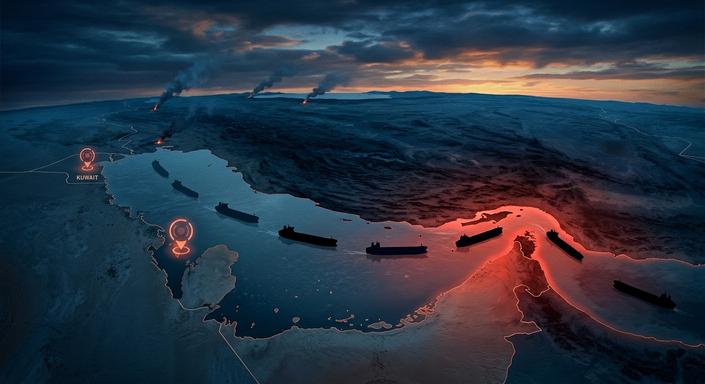 Persian Gulf illustration with the Strait of Hormuz highlighted