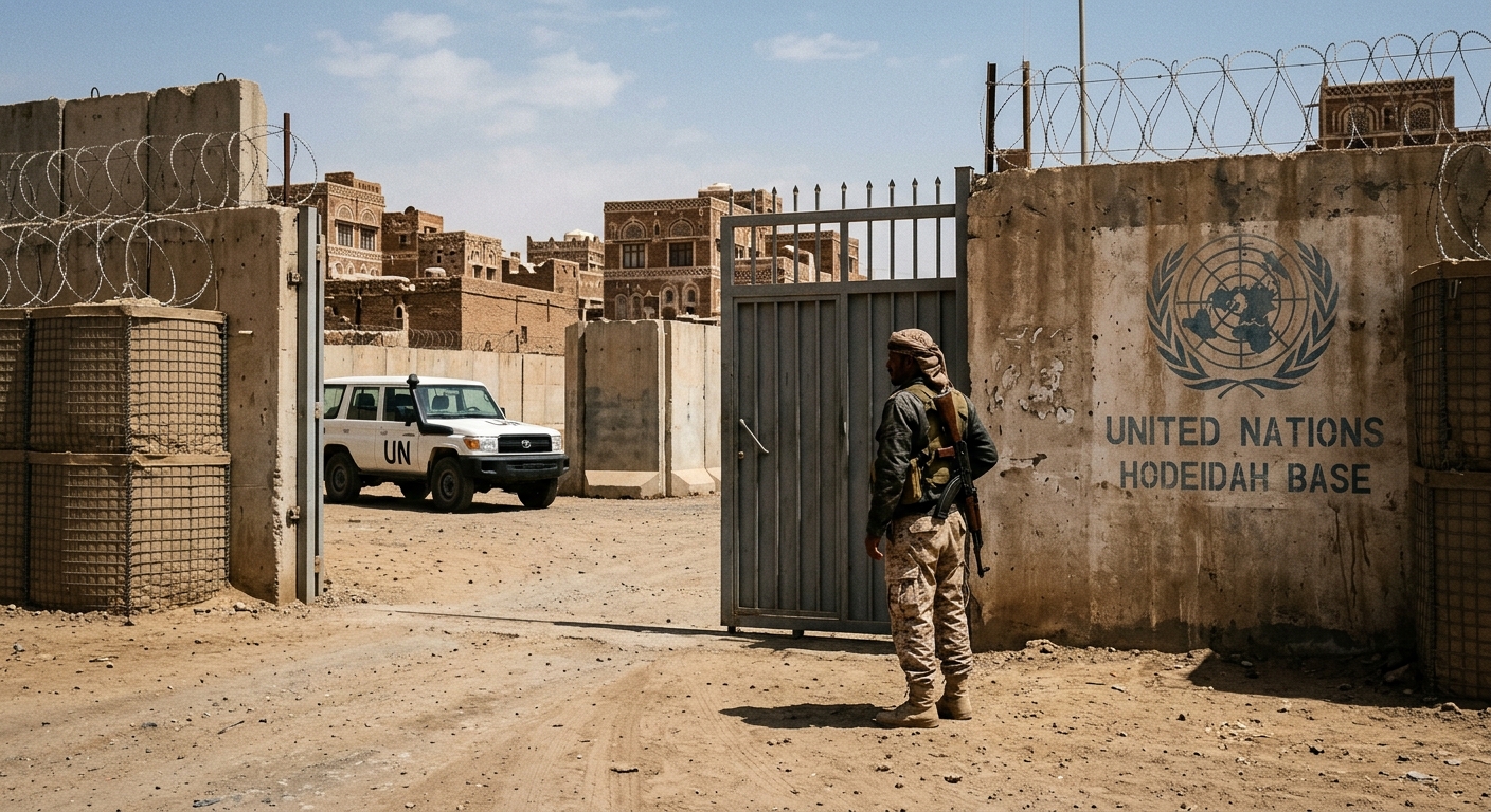 A UN compound gate in Sanaa, Yemen