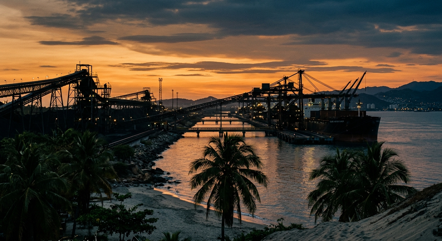 Santa Marta coal port at dusk
