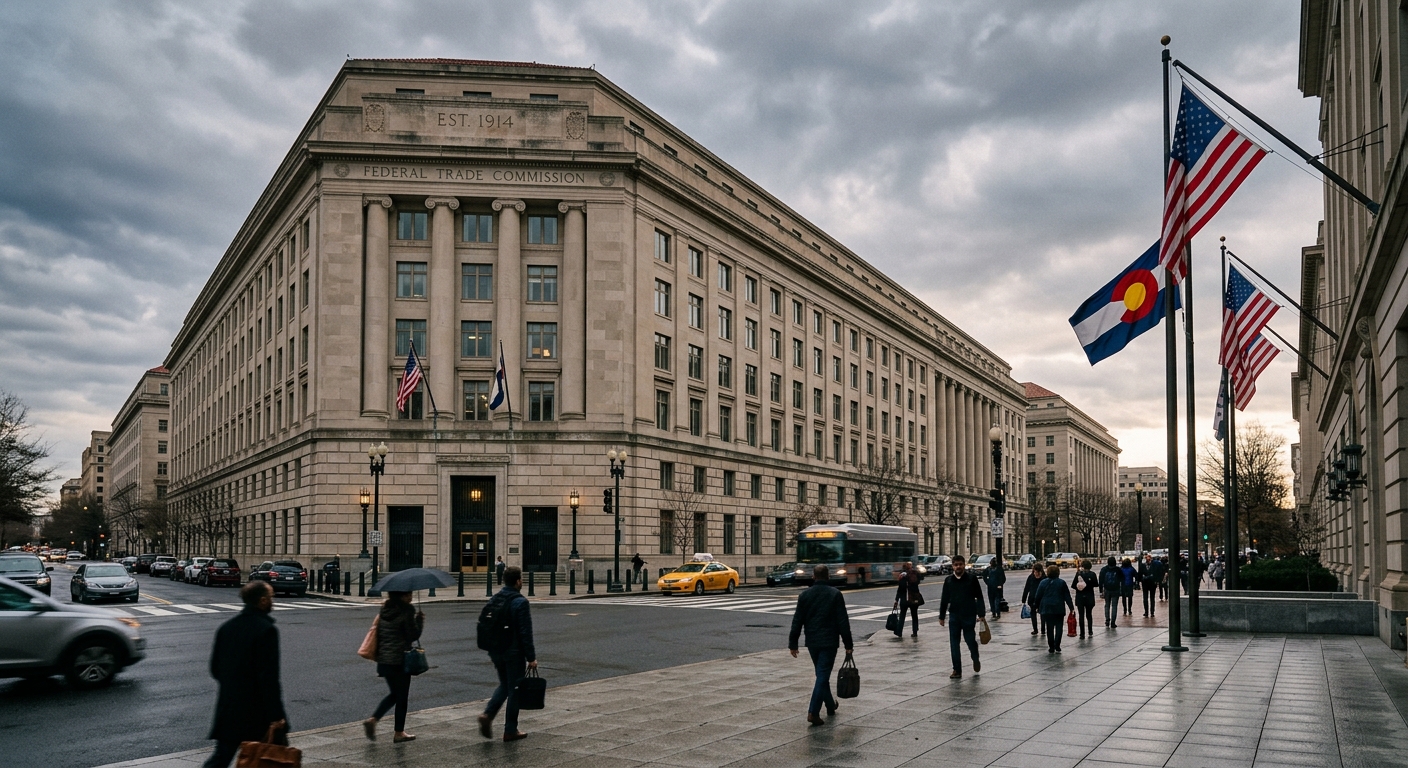 FTC headquarters in Washington with a Colorado state flag visible in frame