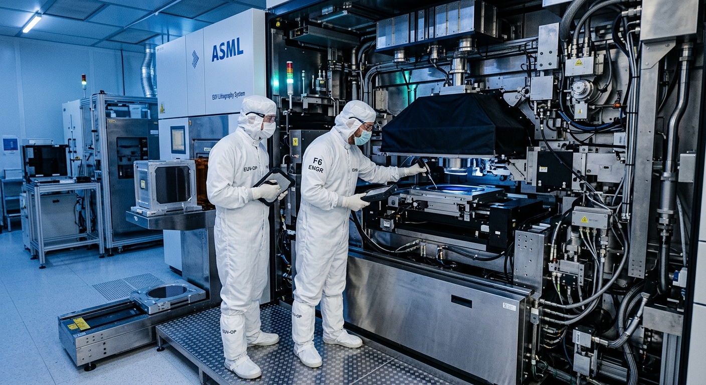 A DUV lithography machine in a semiconductor clean room