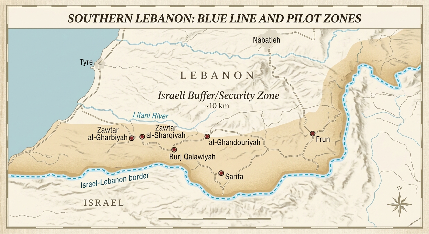 Map of southern Lebanon pilot zones