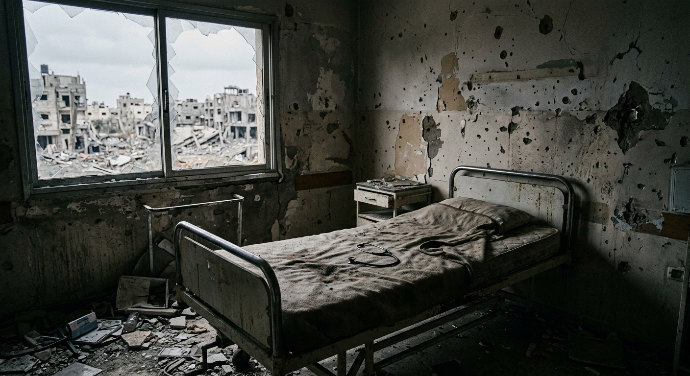 Empty pediatric hospital ward in northern Gaza