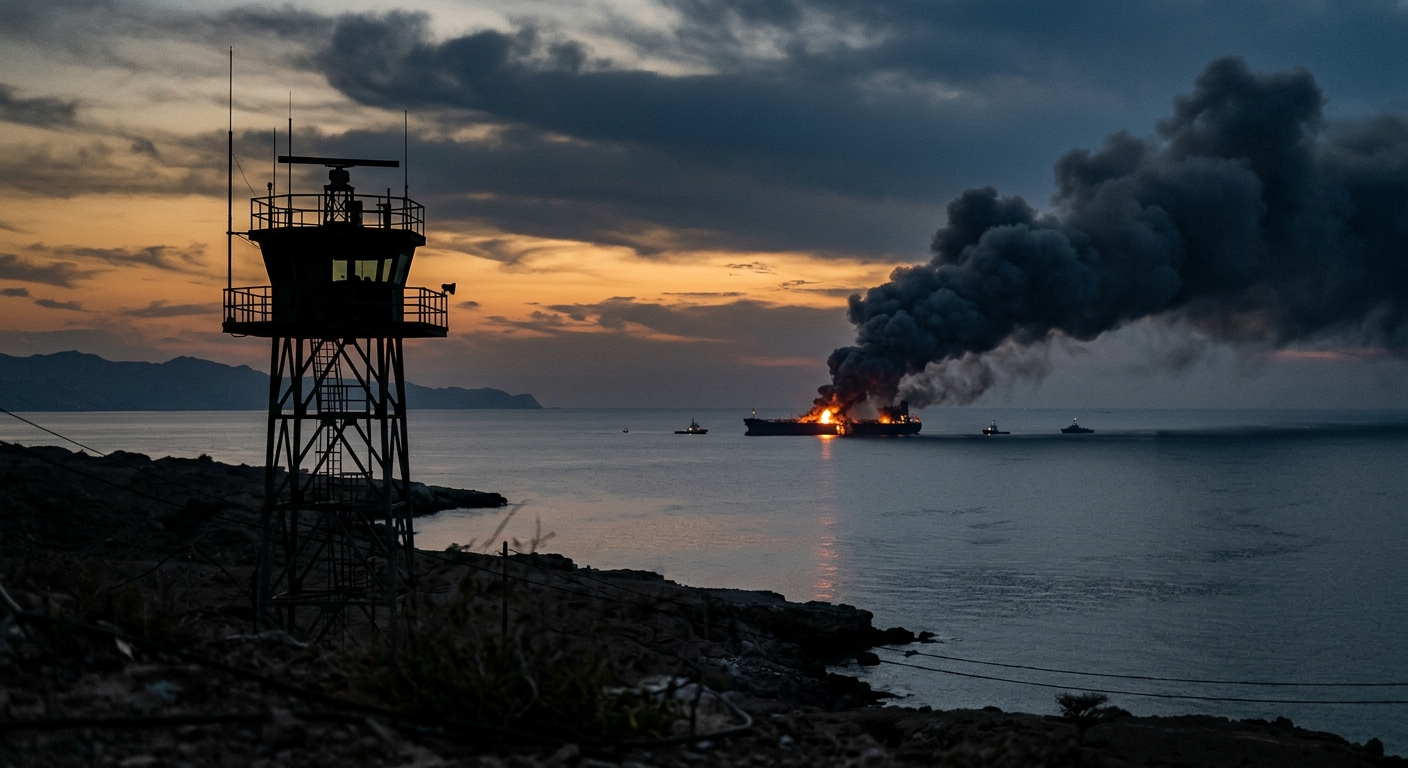 Tanker fire near the Strait of Hormuz