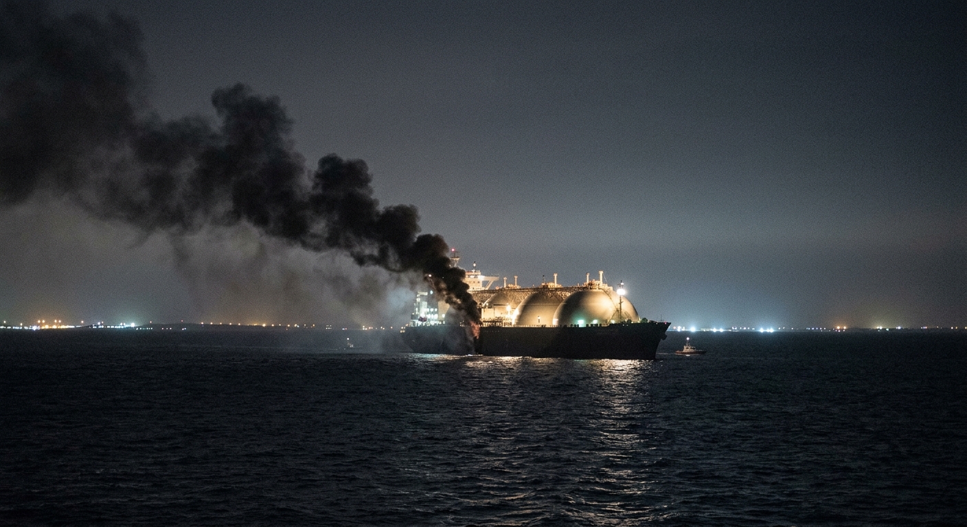 LNG carrier burning near Oman after projectile strike
