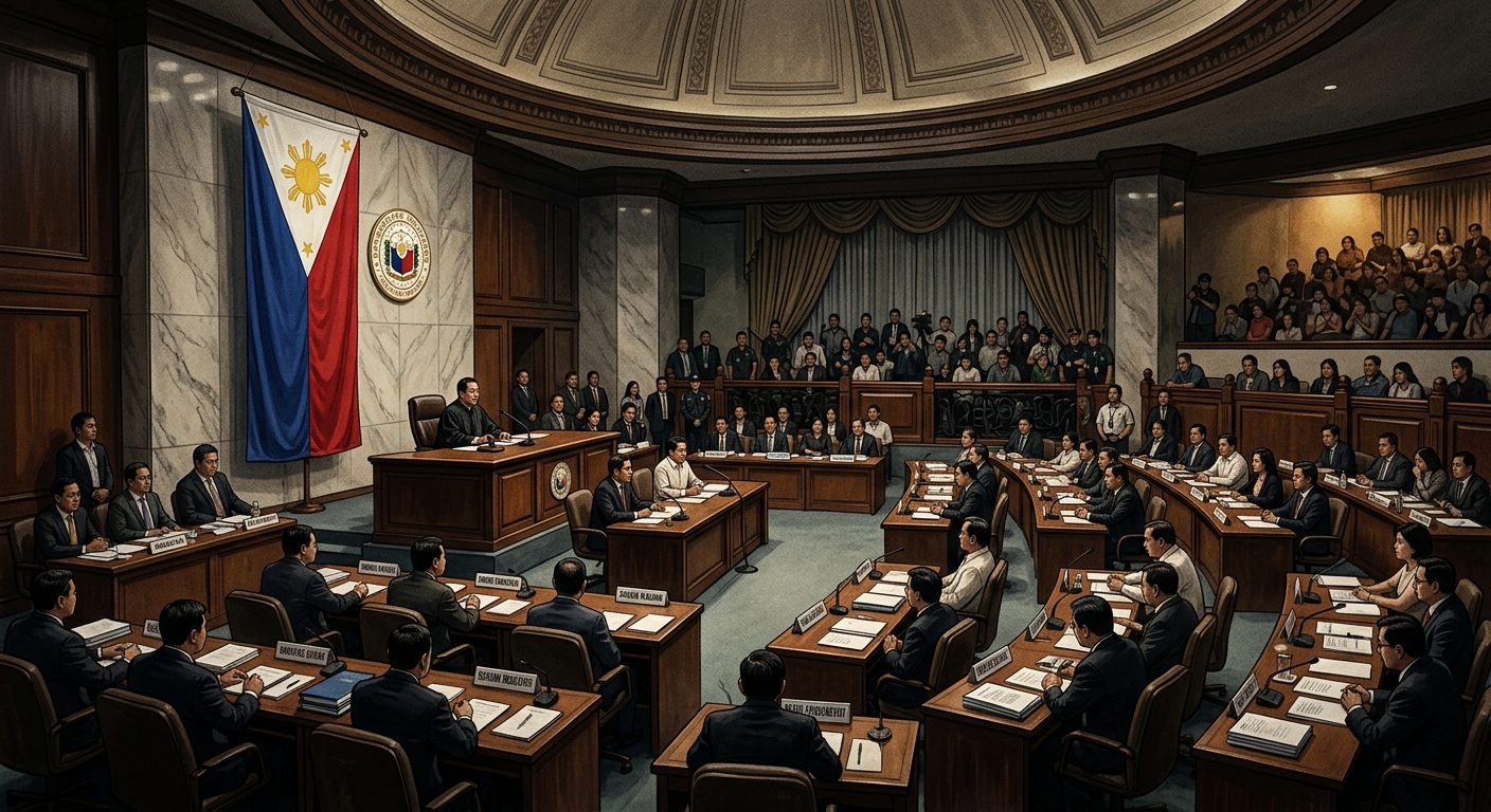 Philippine Senate chamber in Manila during impeachment trial