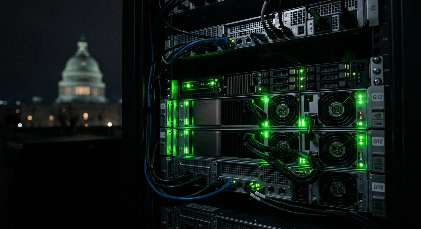 Server rack with faint Capitol dome outline