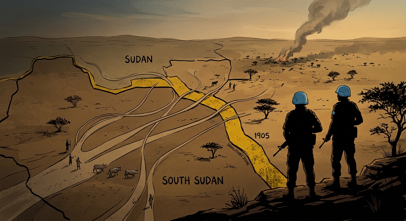 Editorial illustration of the disputed Abyei region between Sudan and South Sudan